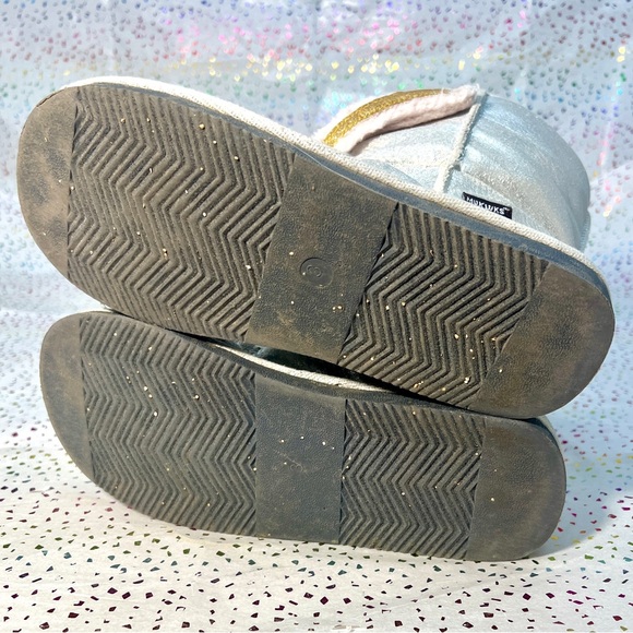 Girls MUK LUKS Zoo Babies Faux Fur Bunny Rabbit Boots Silver Sparkle Size 3 - Picture 8 of 9